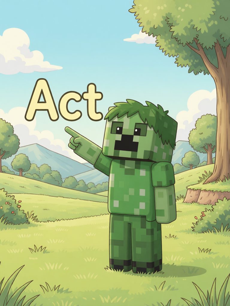 act 单词卡插画