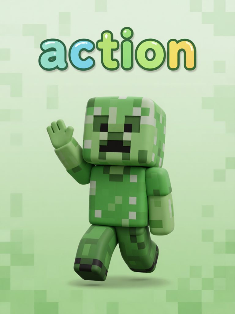 action 单词卡插画