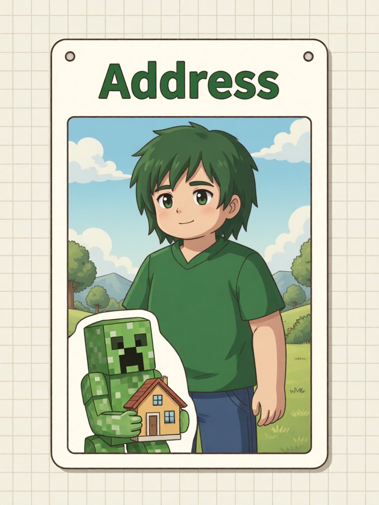 address 单词卡插画