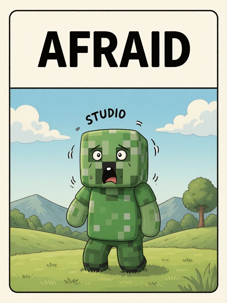 afraid 单词卡插画