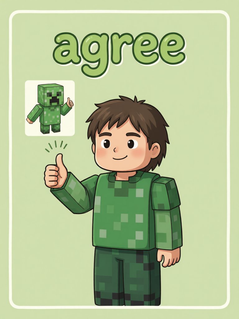 agree 单词卡插画