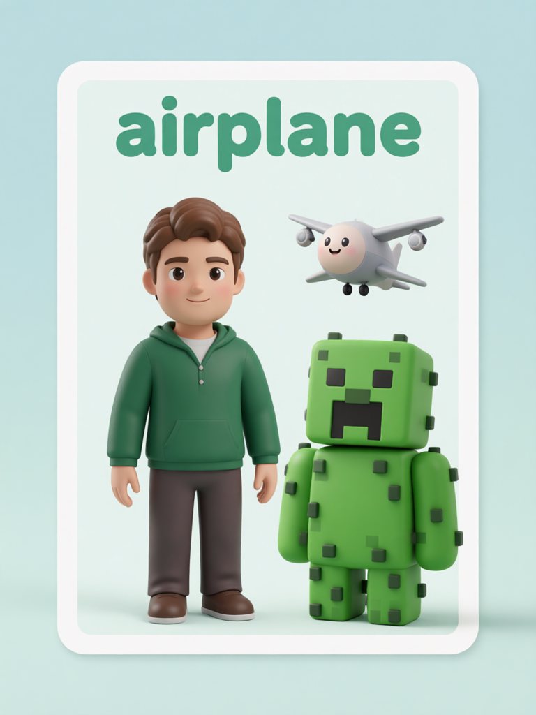 airplane 单词卡插画
