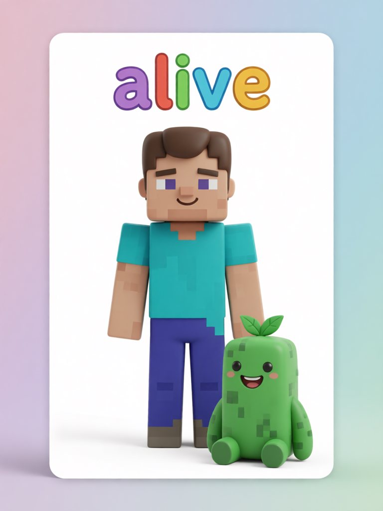 alive 单词卡插画