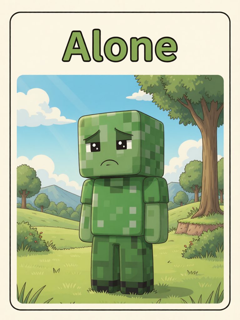 alone 单词卡插画