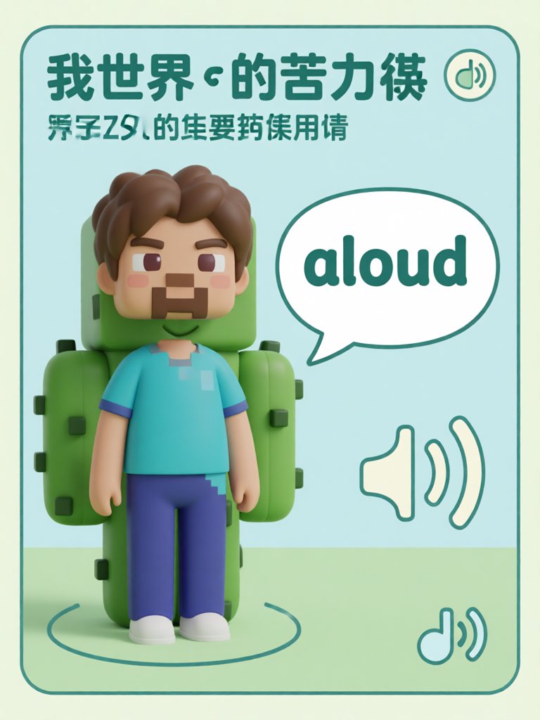aloud 单词卡插画