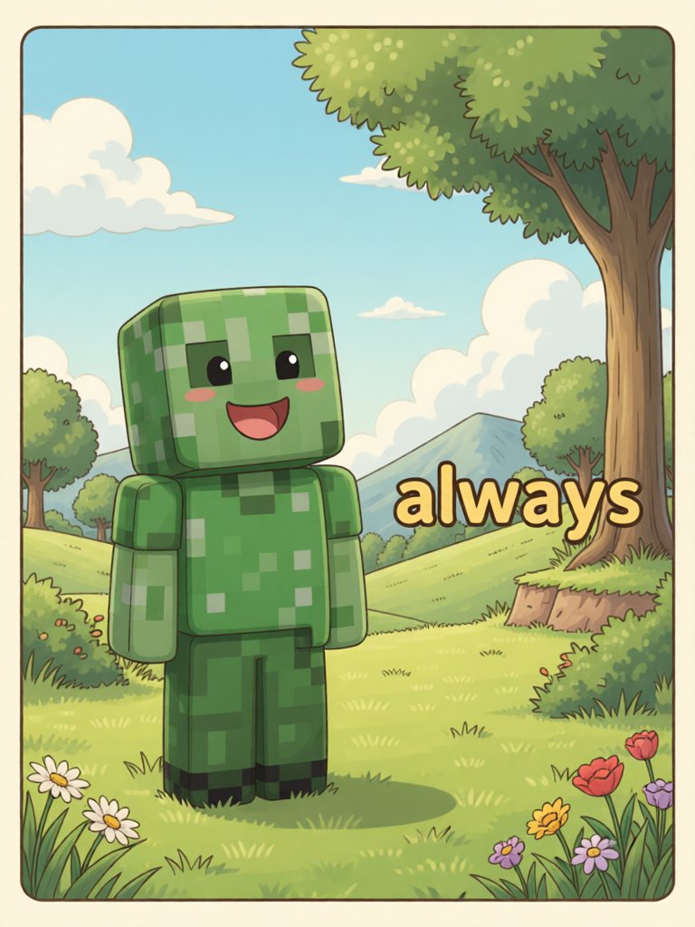 always 单词卡插画