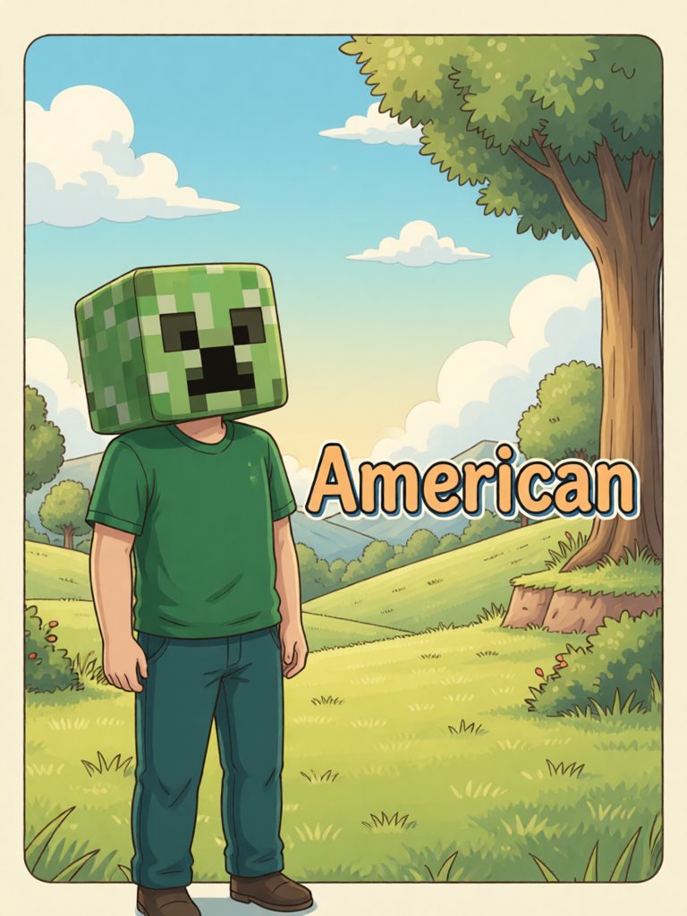 American 单词卡插画
