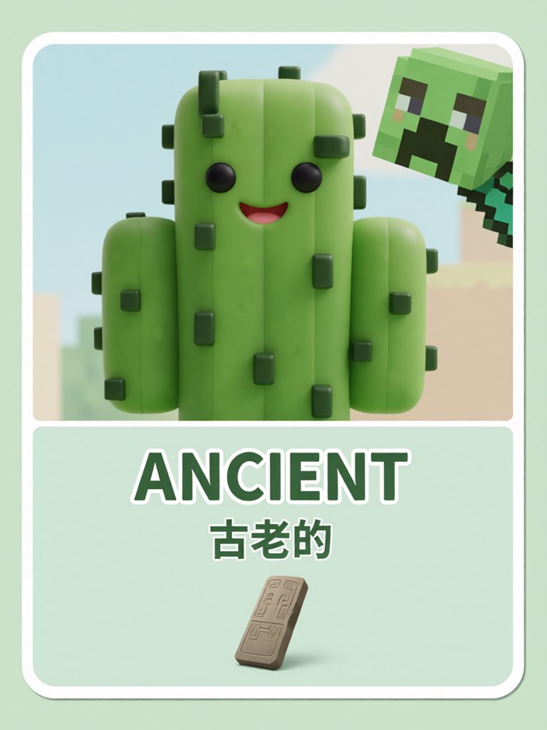 ancient 单词卡插画