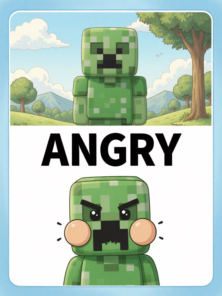 angry 单词卡插画
