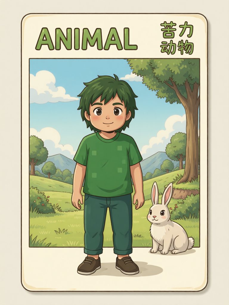 animal 单词卡插画