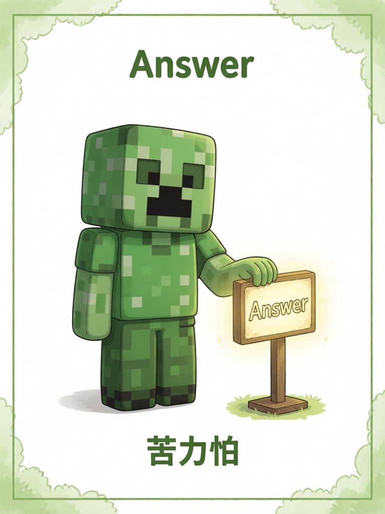 answer 单词卡插画
