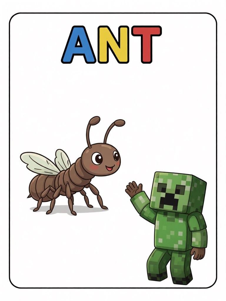 ant 单词卡插画