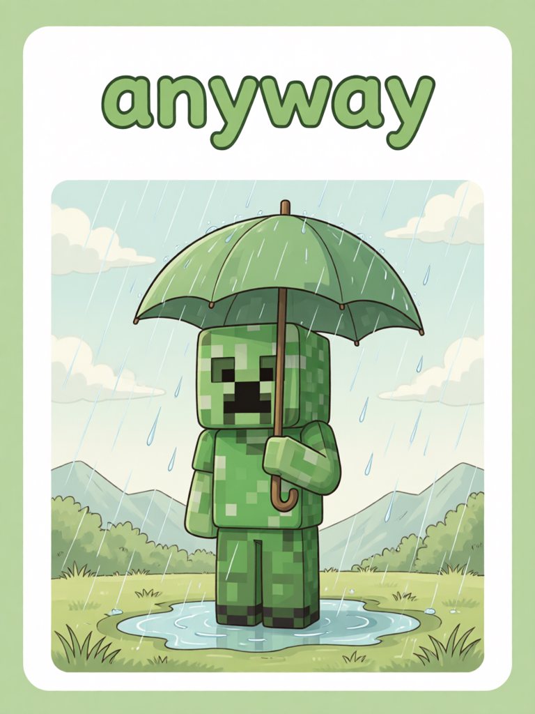 anyway 单词卡插画
