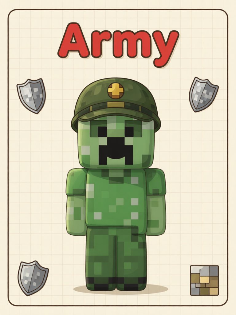 army 单词卡插画
