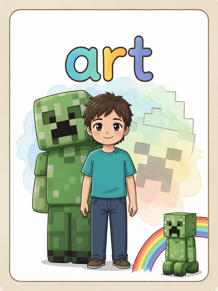 art 单词卡插画