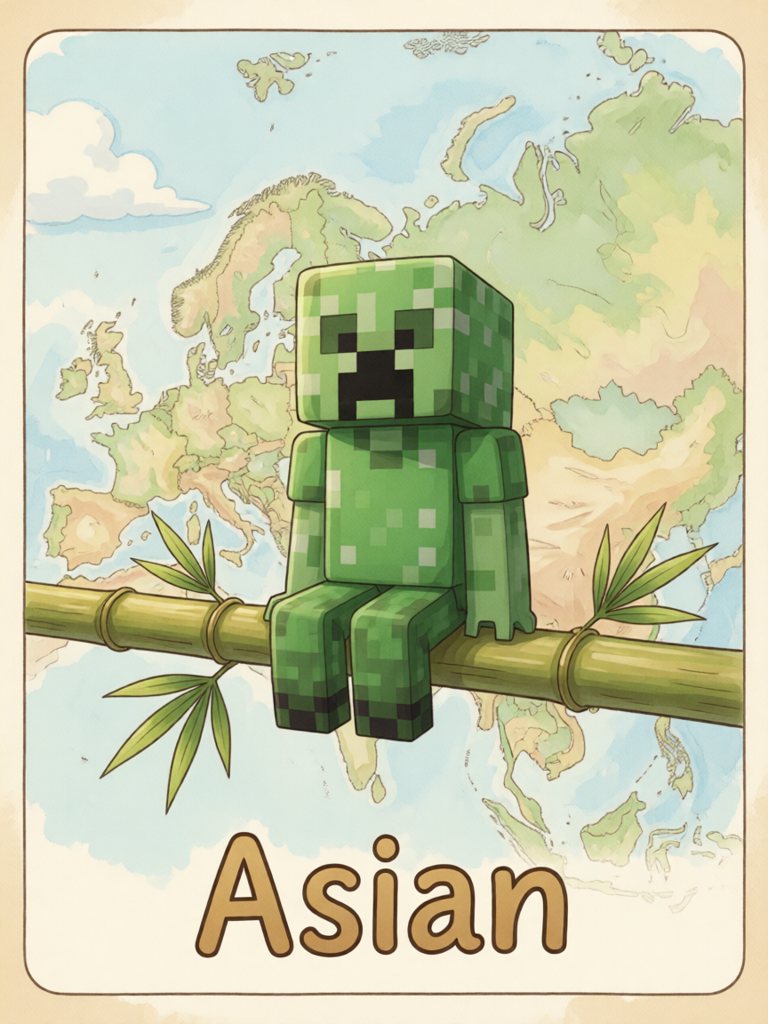 Asian 单词卡插画