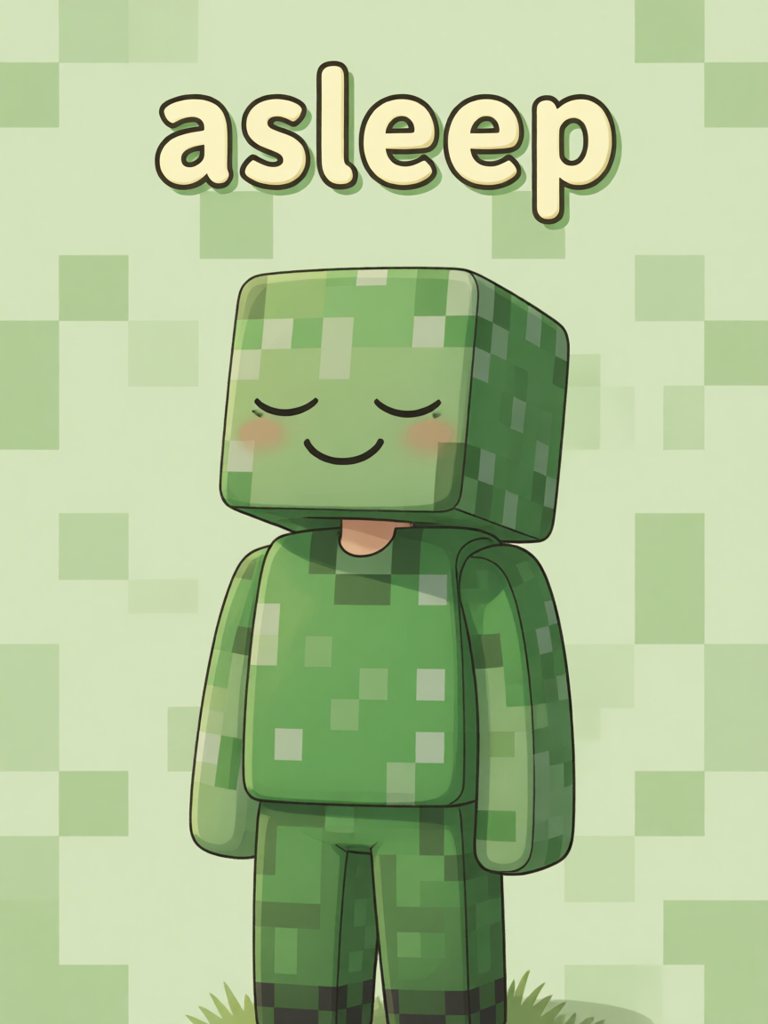 asleep 单词卡插画