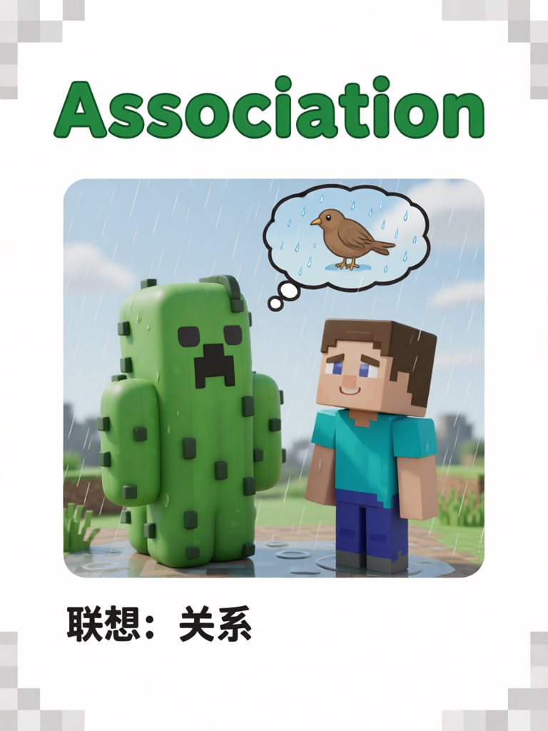 association 单词卡插画
