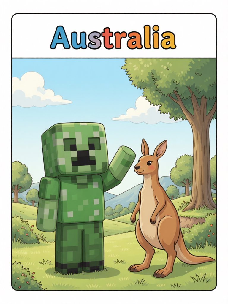 Australia 单词卡插画