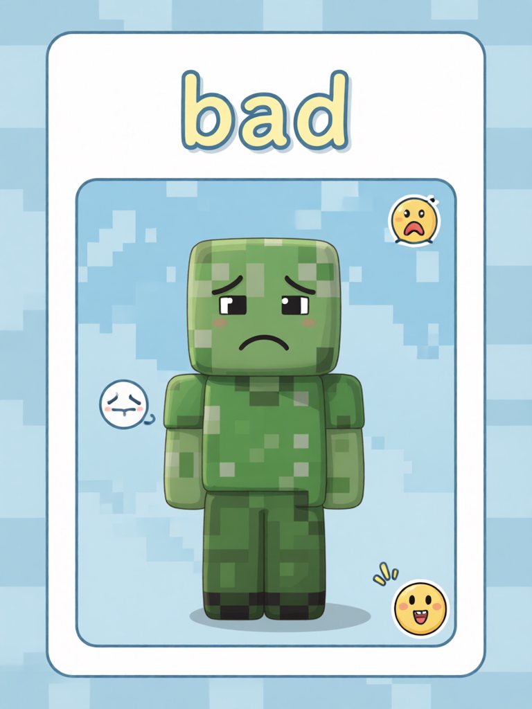 bad 单词卡插画