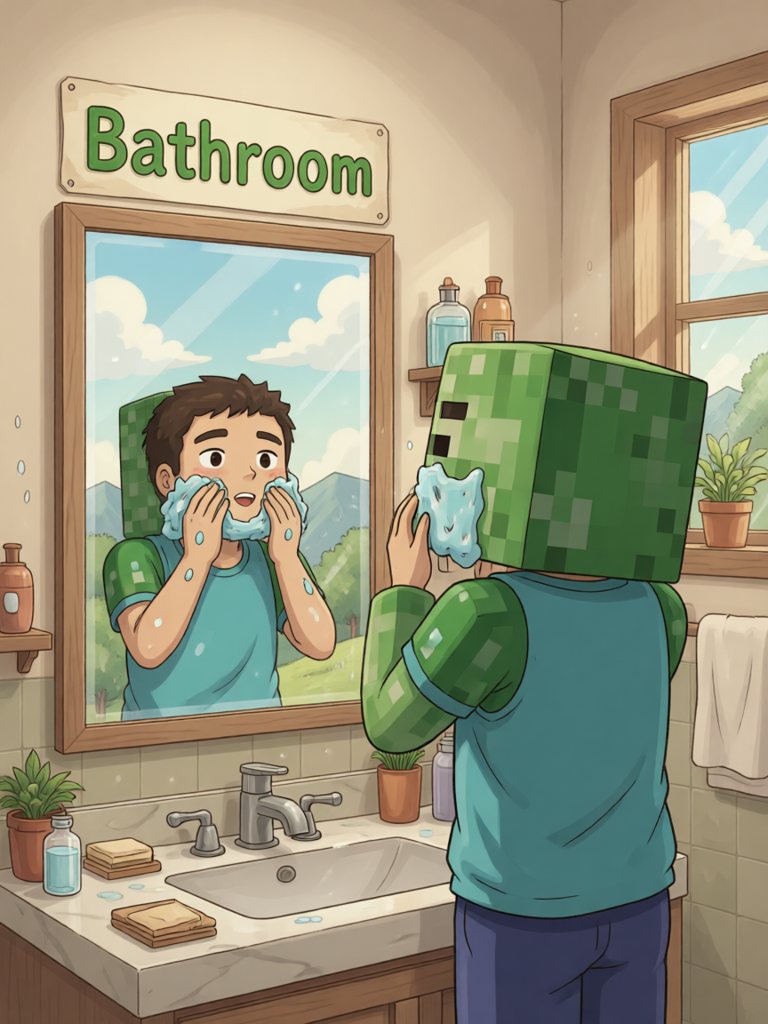 bathroom 单词卡插画