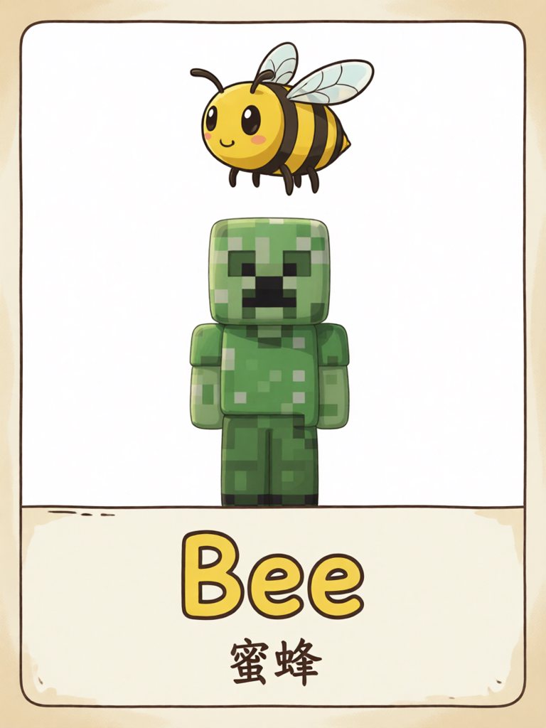 bee 单词卡插画