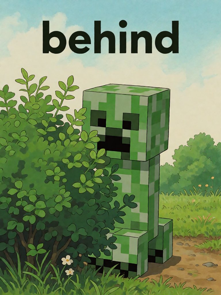 behind 单词卡插画