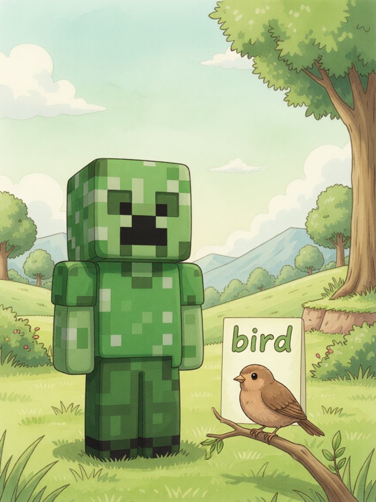 bird 单词卡插画