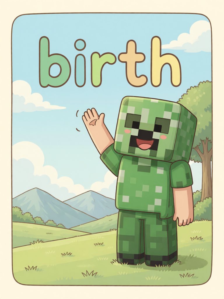 birth 单词卡插画