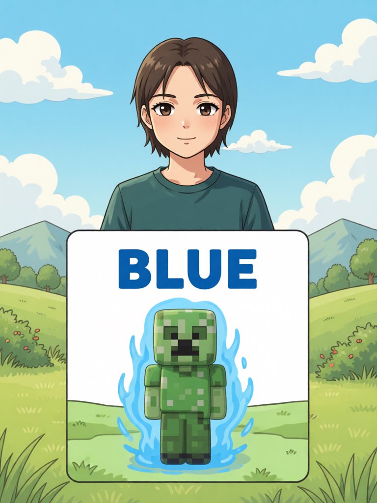 blue 单词卡插画