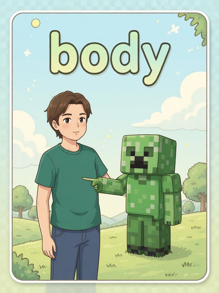 body 单词卡插画