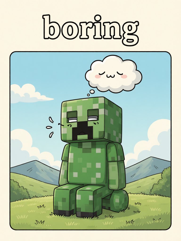 boring 单词卡插画
