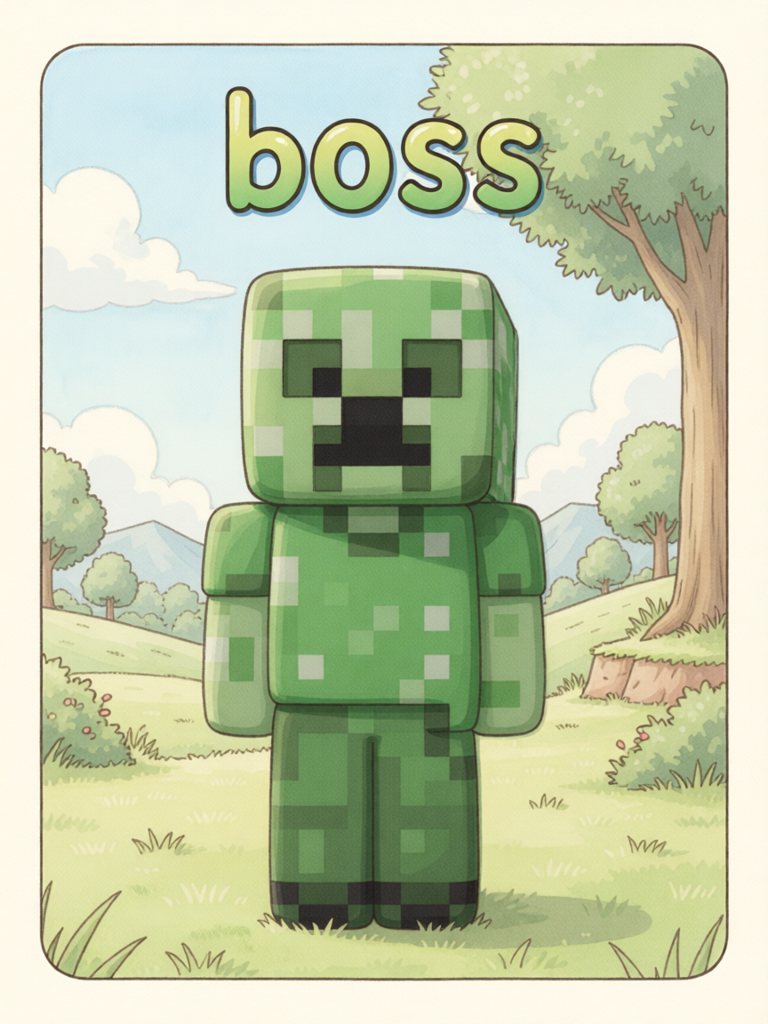 boss 单词卡插画