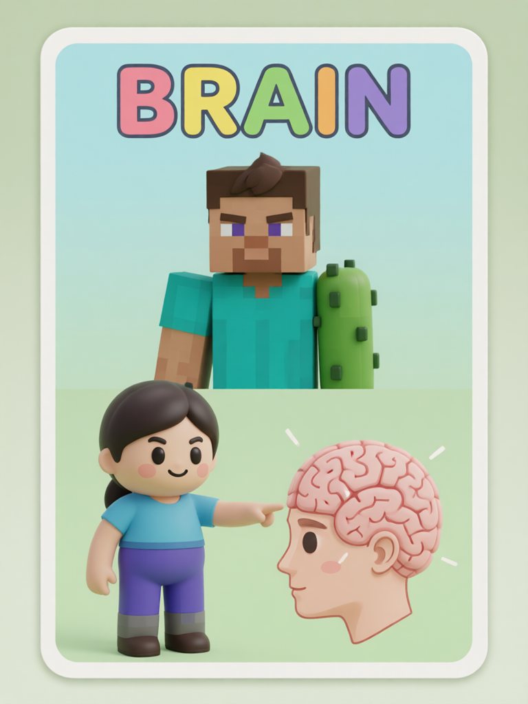 brain 单词卡插画