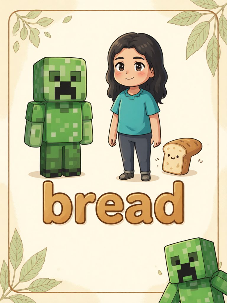 bread 单词卡插画