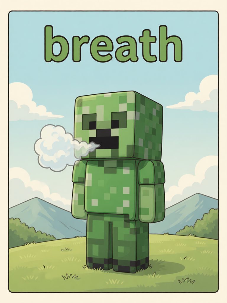 breath 单词卡插画