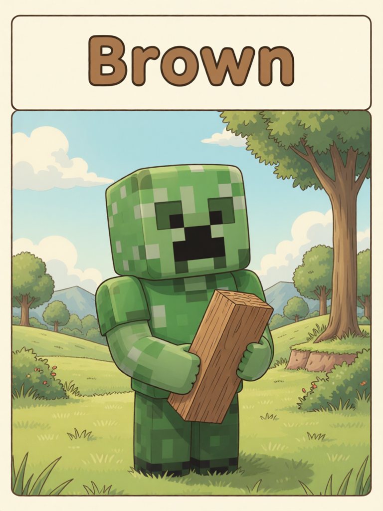 brown 单词卡插画