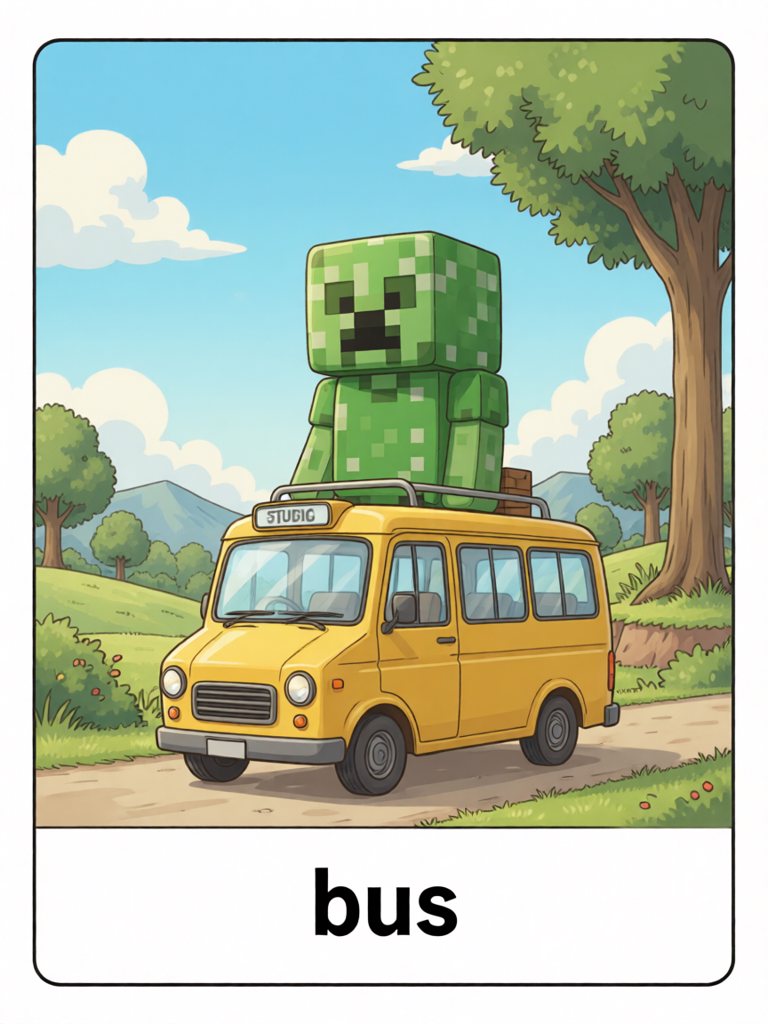 bus 单词卡插画