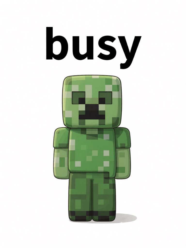 busy 单词卡插画