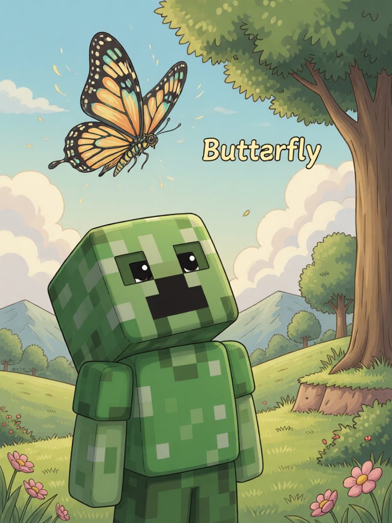 butterfly 单词卡插画