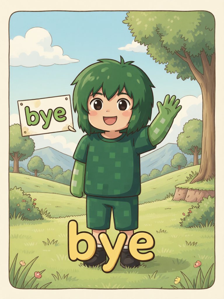 bye 单词卡插画