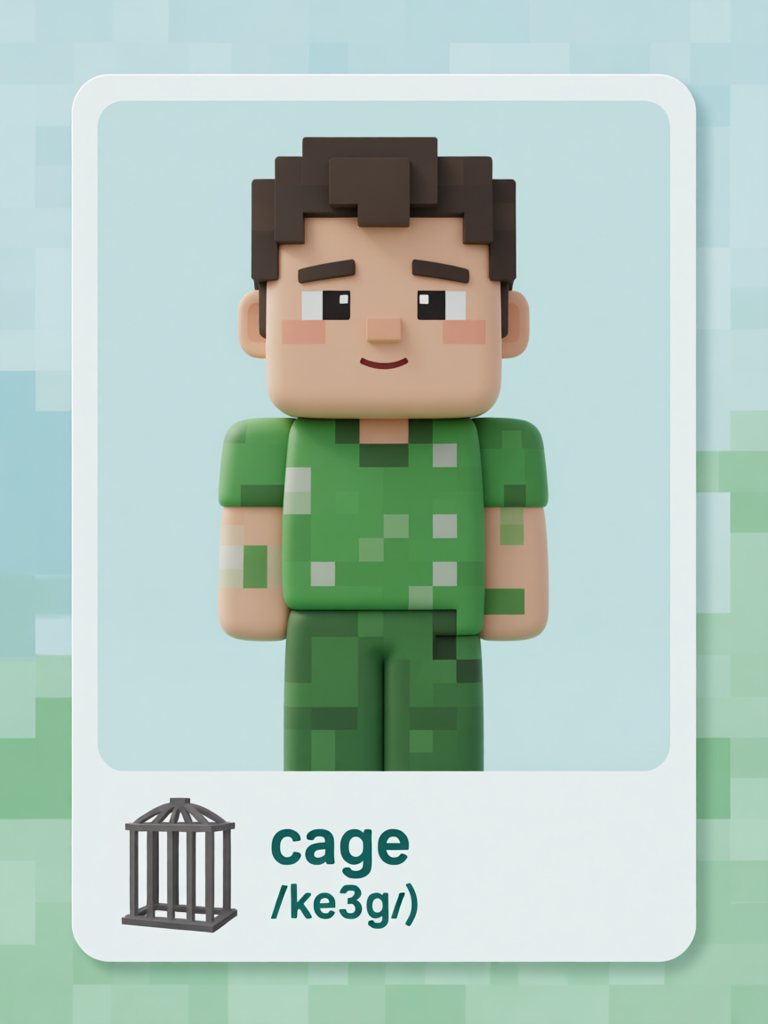 cage 单词卡插画