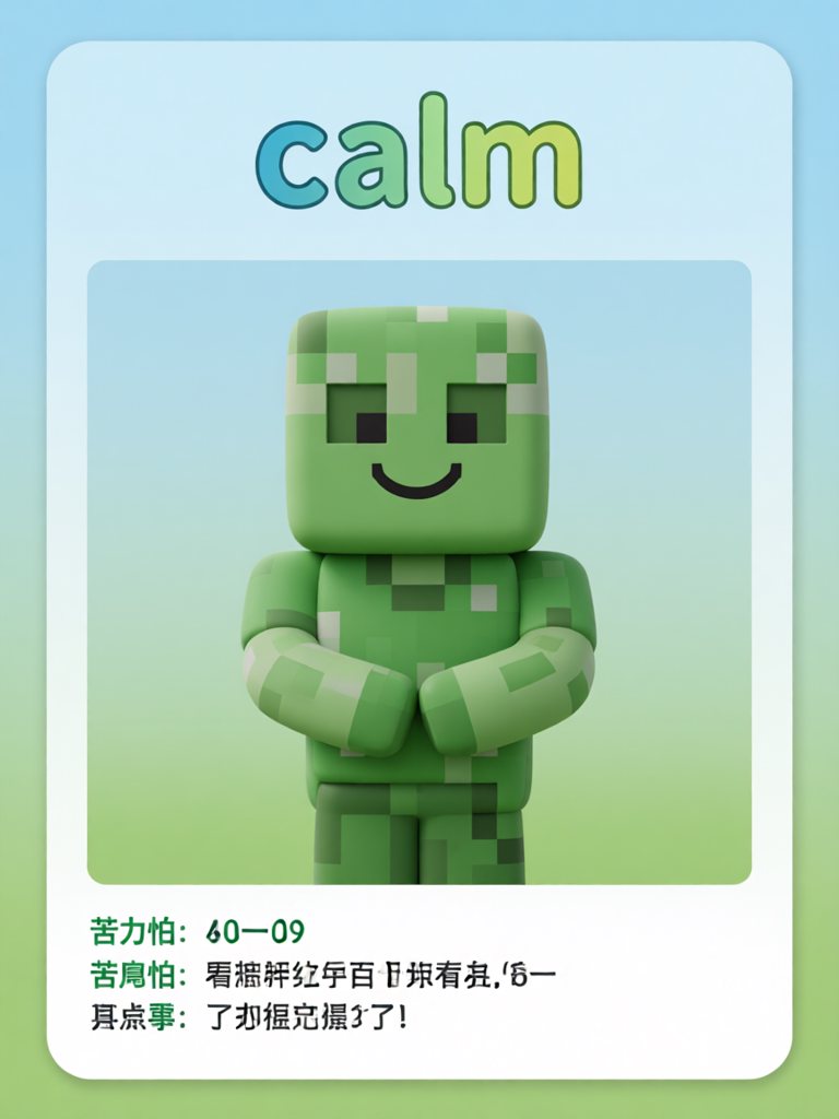calm 单词卡插画