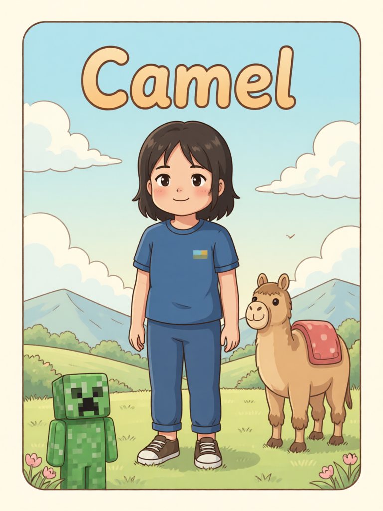 camel 单词卡插画