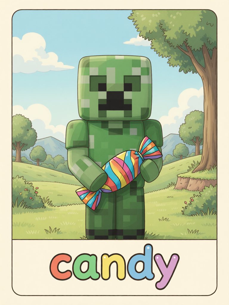 candy 单词卡插画