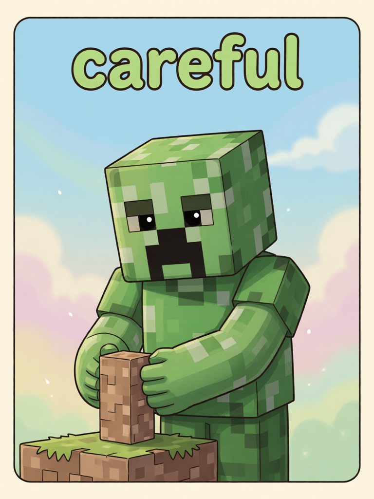 careful 单词卡插画