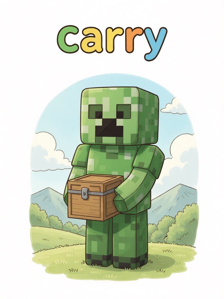 carry 单词卡插画