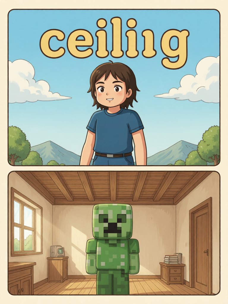 ceiling 单词卡插画