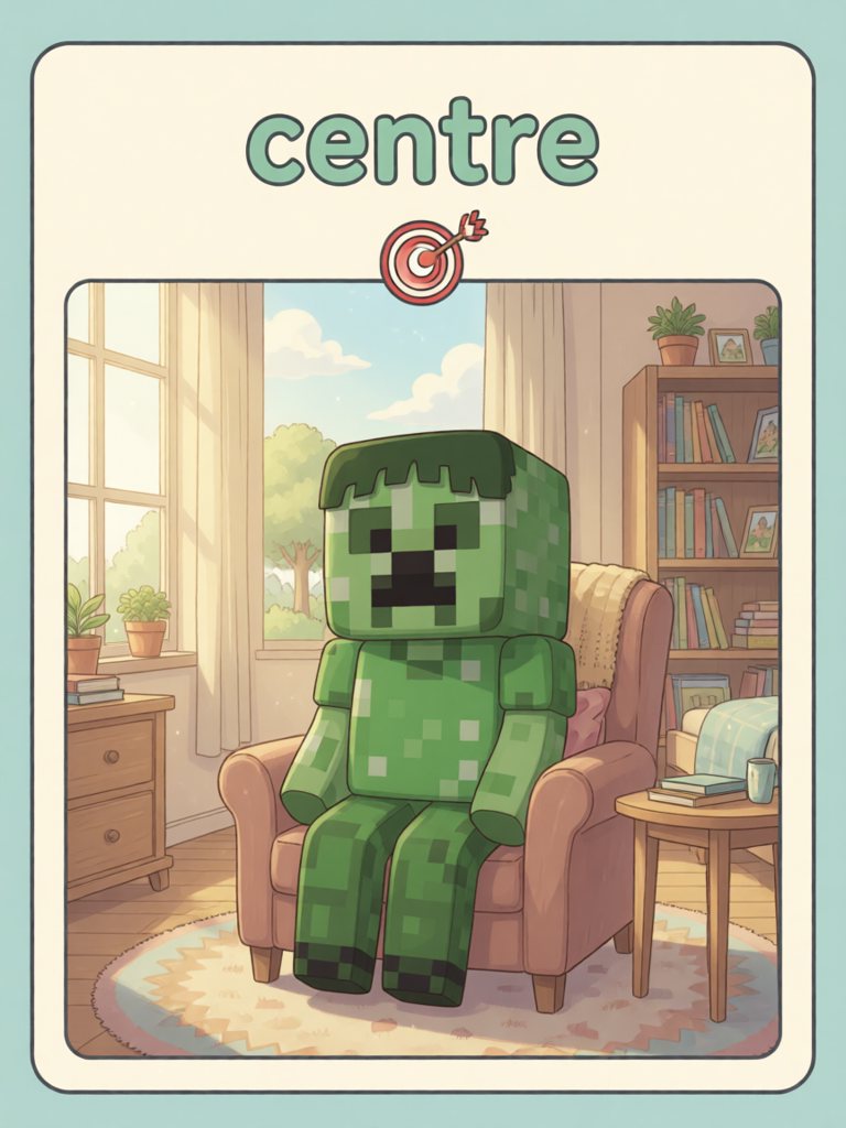 centre 单词卡插画