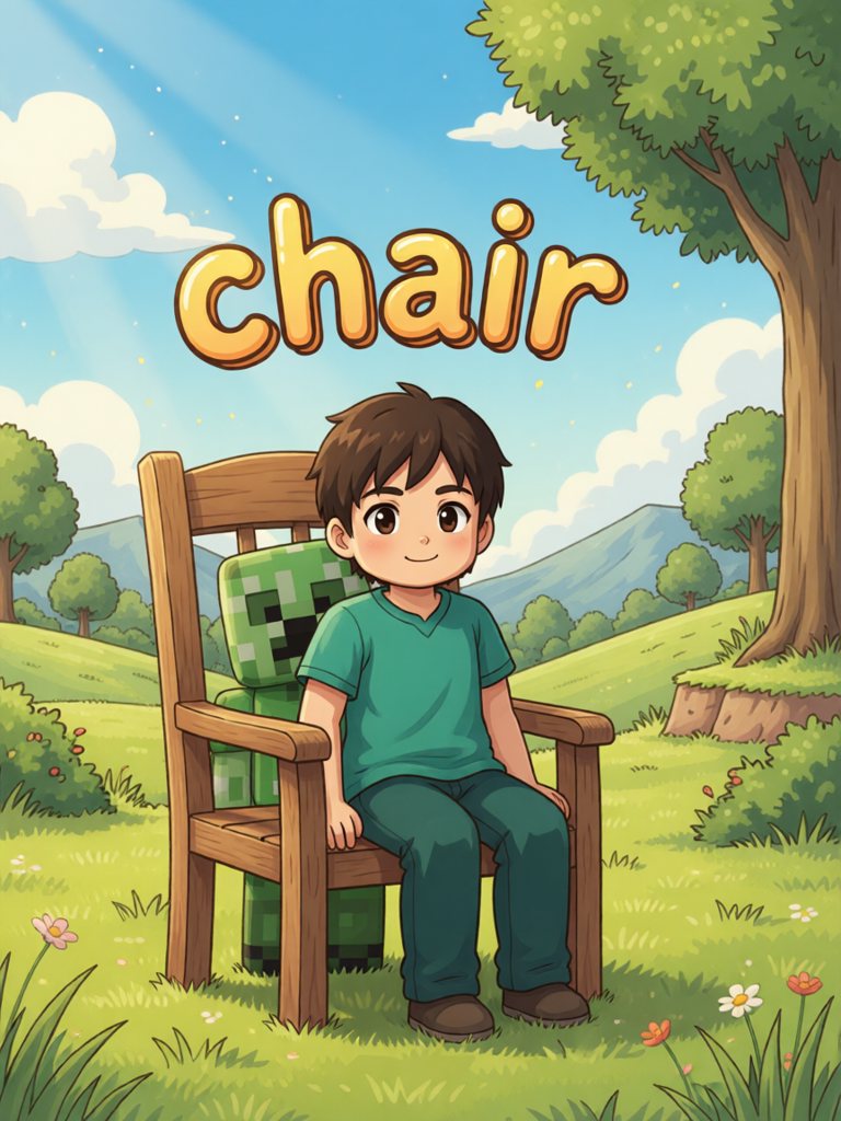 chair 单词卡插画